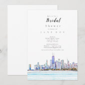Invitation à la douche nuptiale de Chicago Skyline (Devant / Derrière)