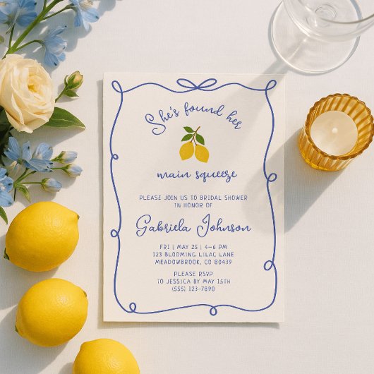Invitation à la douche nuptiale de citrons bleu Wh