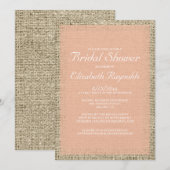Invitation à la douche nuptiale de Coral Burlap (Devant / Derrière)