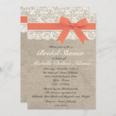 Invitation à la douche nuptiale de Coral Lace Burl (Devant / Derrière)
