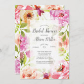 Invitation à la douche nuptiale de couleur rose d' (Devant / Derrière)