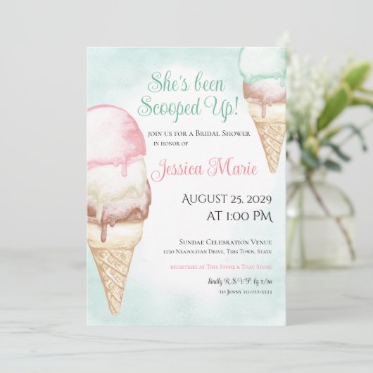 Invitation à la douche nuptiale de crème glacée (Debout devant)