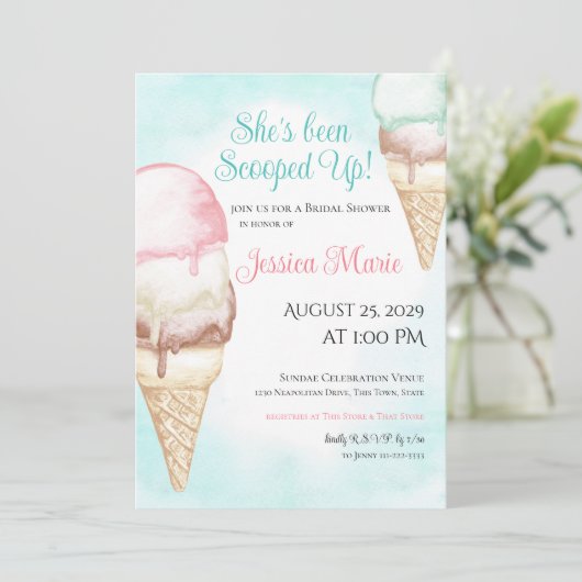 Invitation à la douche nuptiale de crème glacée (Debout devant)