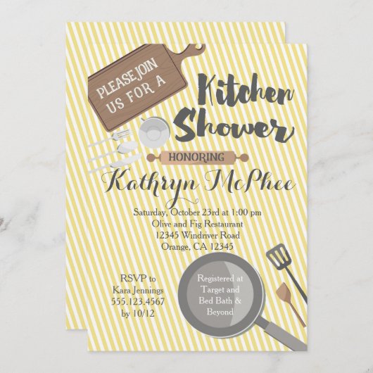 Invitation à la douche nuptiale de cuisine (Devant / Derrière)