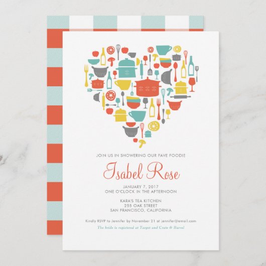 Invitation à la douche nuptiale de cuisine (Devant / Derrière)