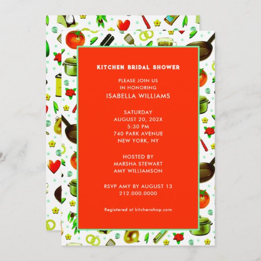 Invitation à la douche nuptiale de cuisine (Devant / Derrière)