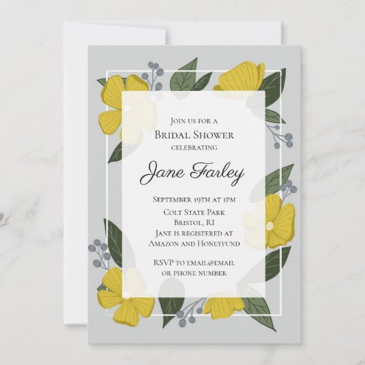 Invitation à la douche nuptiale de Florals jaunes (Devant)