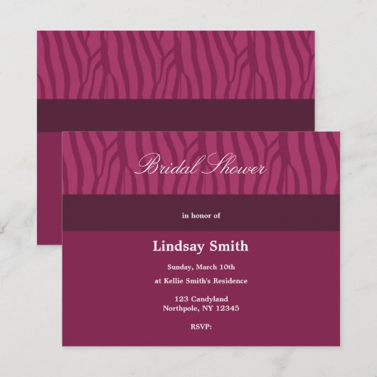 Invitation à la douche nuptiale de framboise class (Devant / Derrière)