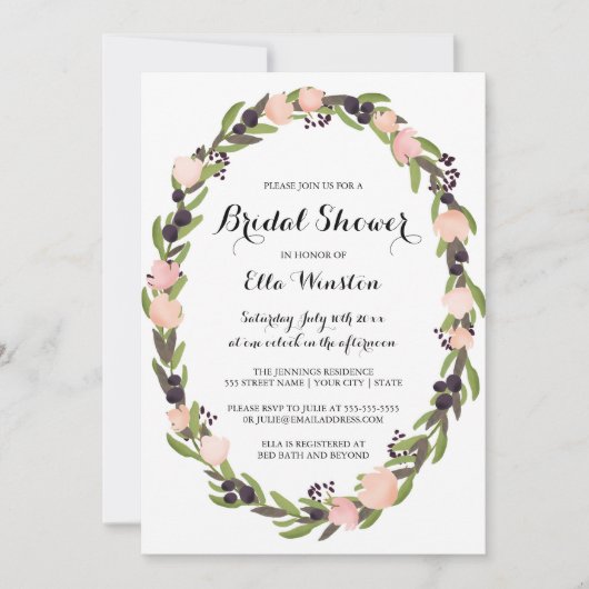 Invitation à la douche nuptiale de Garden Wreath (Devant)