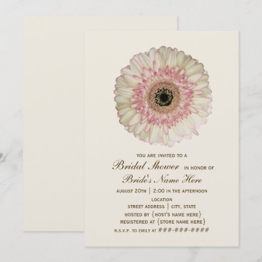 Invitation à la douche nuptiale de Gerbera Daisy (Devant / Derrière)