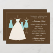 Invitation à la douche nuptiale de Gowns - Turquoi (Devant / Derrière)