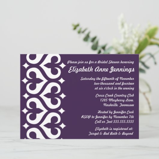 Invitation à la douche nuptiale de Heart Fleur de  (Debout devant)