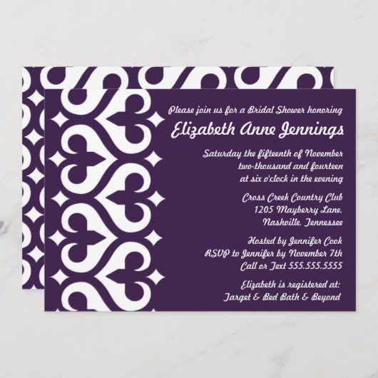 Invitation à la douche nuptiale de Heart Fleur de  (Devant / Derrière)