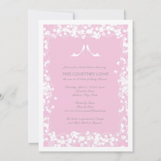 Invitation à la douche nuptiale de Heels en rose c (Devant)