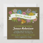 Invitation à la douche nuptiale de la bannière flo (Devant)