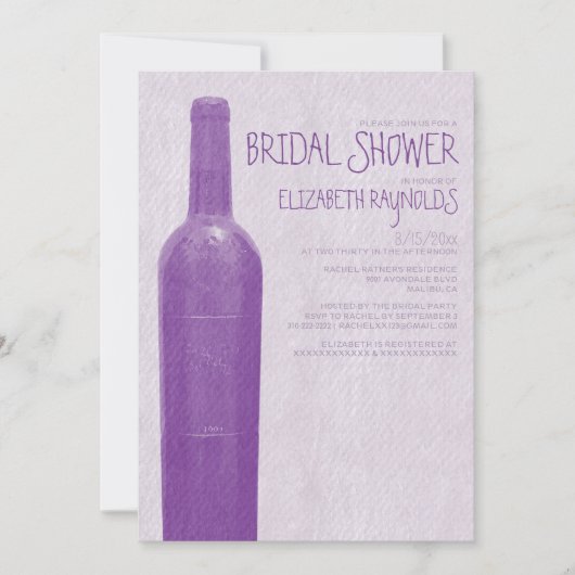 Invitation à la douche nuptiale de la bouteille de (Devant)