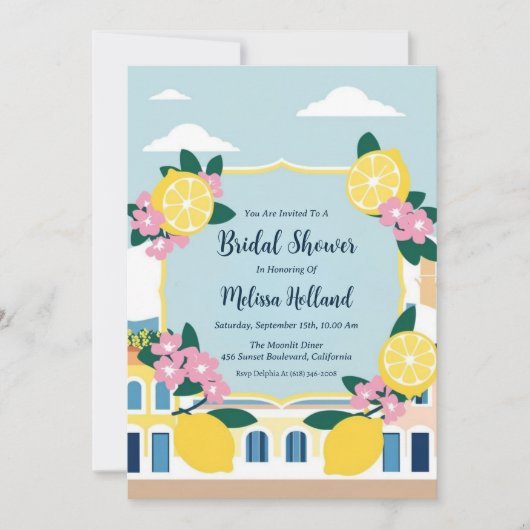 invitation à la douche nuptiale de la côte amalfit (Devant)