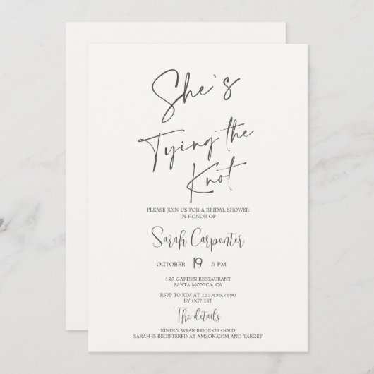 Invitation à la douche nuptiale de la poule (Devant / Derrière)