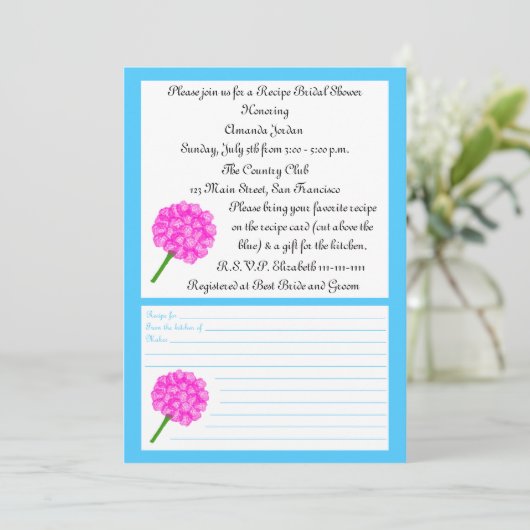 Invitation à la douche nuptiale de la recette - Ca (Debout devant)