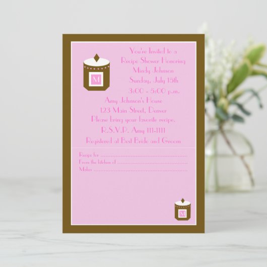 Invitation à la douche nuptiale de la recette - ro (Debout devant)