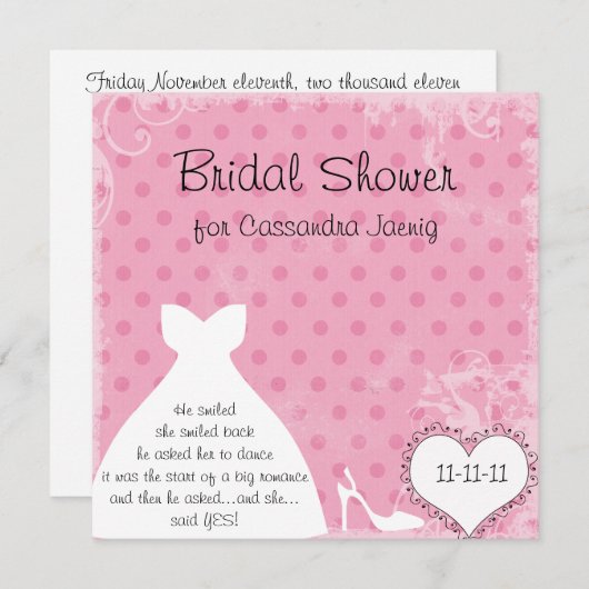 Invitation à la douche nuptiale de la robe de mari (Devant / Derrière)