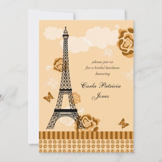 Invitation à la douche nuptiale de la Tour Eiffel (Devant)