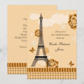 Invitation à la douche nuptiale de la Tour Eiffel (Devant / Derrière)