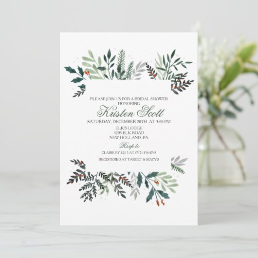 Invitation à la douche nuptiale de l'aquarelle d'h (Debout devant)
