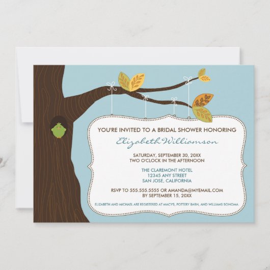 Invitation à la douche nuptiale de l'arbre de camp (Devant)
