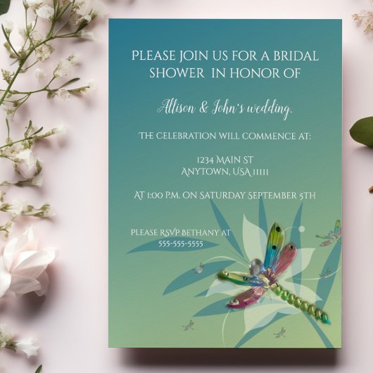 Invitation à la douche nuptiale de libellule de re