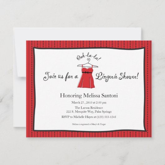 Invitation à la douche nuptiale de Lingerie (Devant)