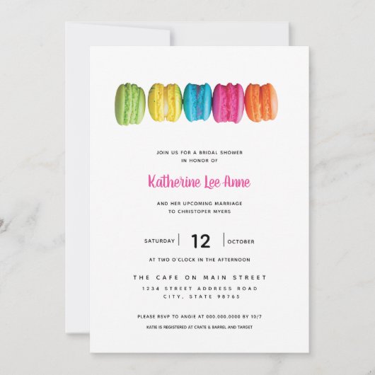 Invitation à la douche nuptiale de Macaron (Devant)