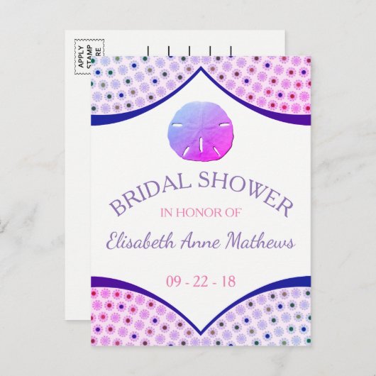 Invitation à la douche nuptiale de Miami Beach (Devant / Derrière)