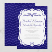 Invitation à la douche nuptiale de Navy Blue Chevr (Devant / Derrière)
