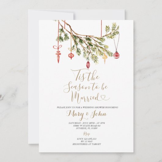 Invitation à la douche nuptiale de Noël (Devant)