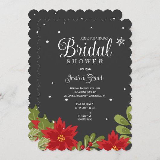 Invitation à la douche nuptiale de Noël (Devant / Derrière)