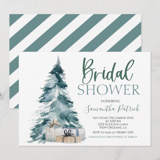 Invitation à la douche nuptiale de Noël (Devant / Derrière)