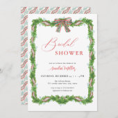 Invitation à la douche nuptiale de Noël Plaid Bow (Devant / Derrière)
