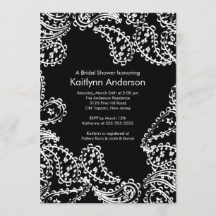 Invitation à la douche nuptiale de Paisley Blanc e