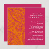 Invitation à la douche nuptiale de Paisley Orange  (Devant / Derrière)