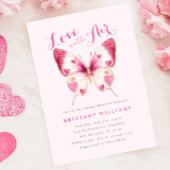 Invitation à la douche nuptiale de papillon rose V
