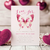 Invitation à la douche nuptiale de papillon rose V