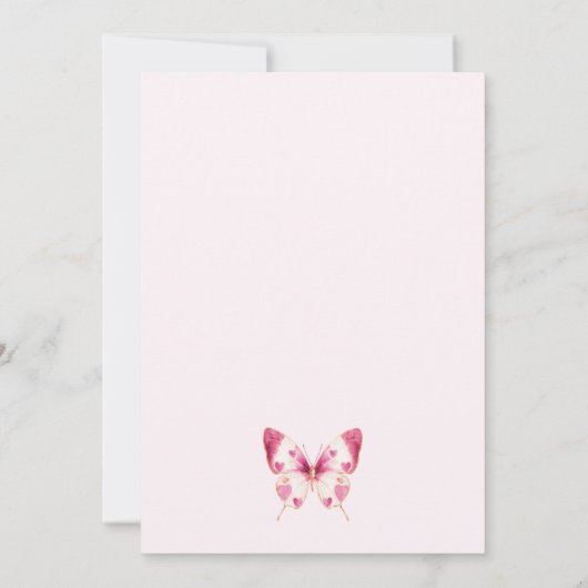 Invitation à la douche nuptiale de papillon rose V (Dos)