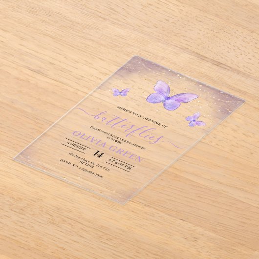 Invitation à la douche nuptiale de papillons (Poser)