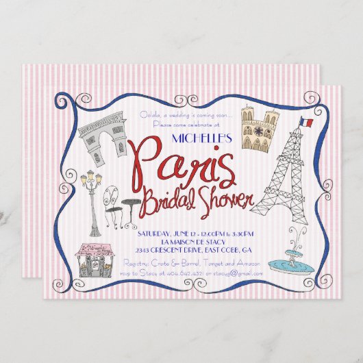 Invitation à la douche nuptiale de Paris (Devant / Derrière)