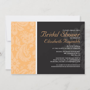 Invitation à la douche nuptiale de Peach Damask