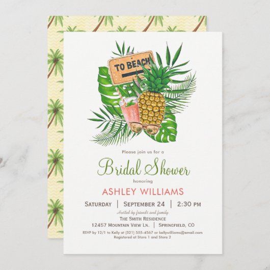 Invitation à la douche nuptiale de plage (Devant / Derrière)