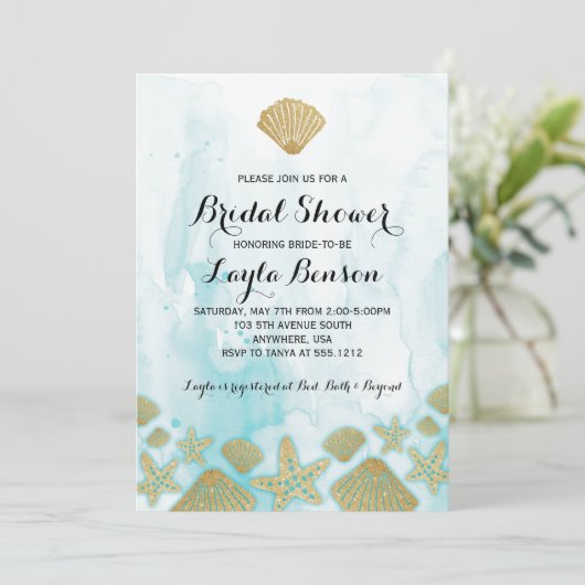 Invitation à la douche nuptiale de plage (Debout devant)