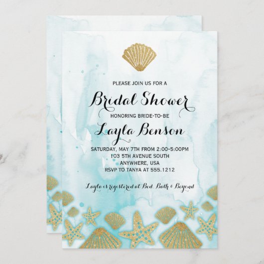 Invitation à la douche nuptiale de plage (Devant / Derrière)