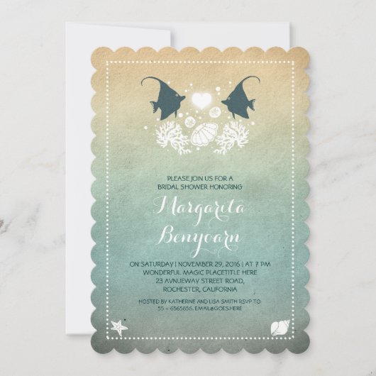 invitation à la douche nuptiale de plage de poisso (Devant)